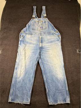 Vintage Big Smith Distressed Light Wash Denim Overalls, Size 44x28